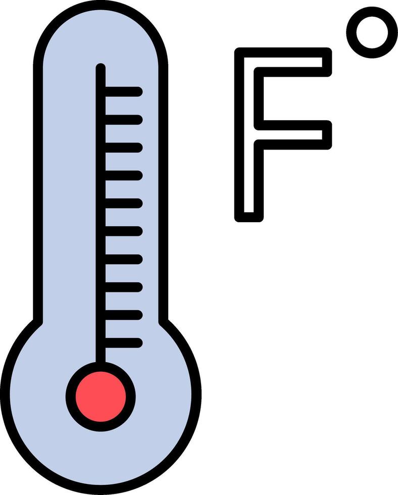 fahrenheit gradi pieno metà tagliare icona vettore