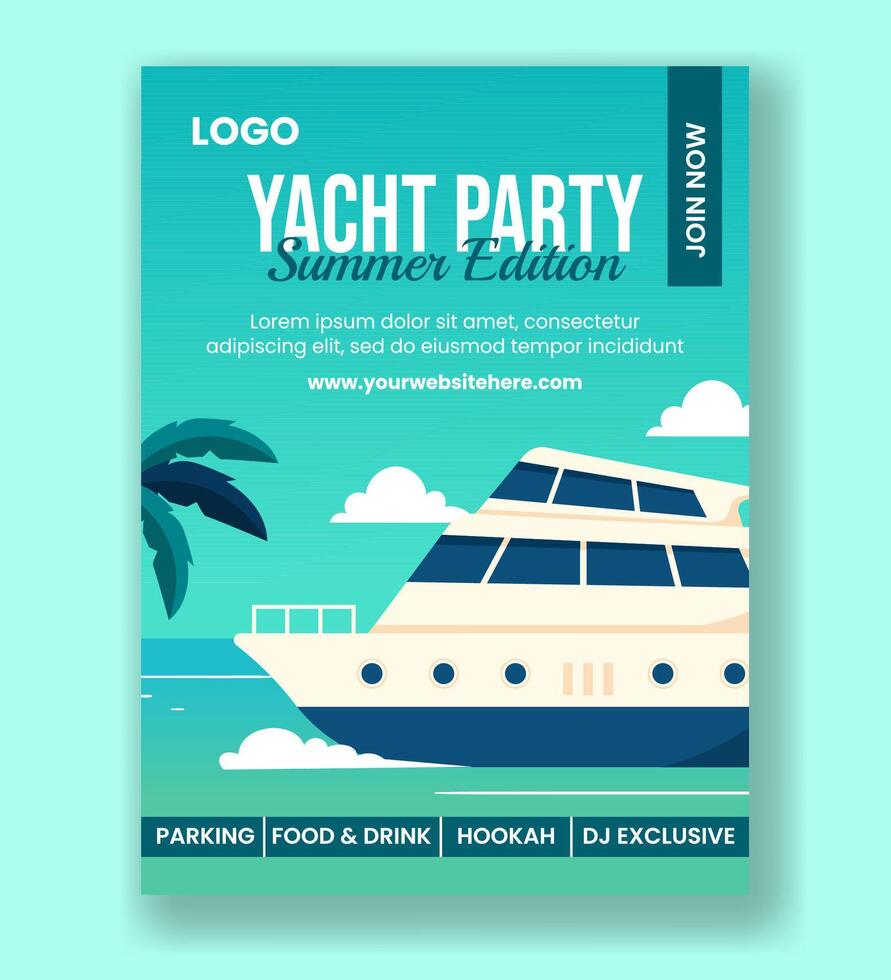 yachts festa verticale manifesto piatto cartone animato mano disegnato modelli sfondo illustrazione vettore