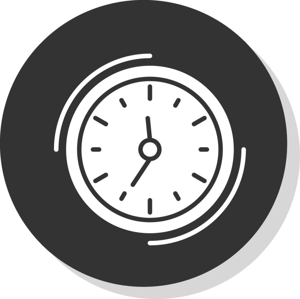 orologio glifo grigio cerchio icona vettore