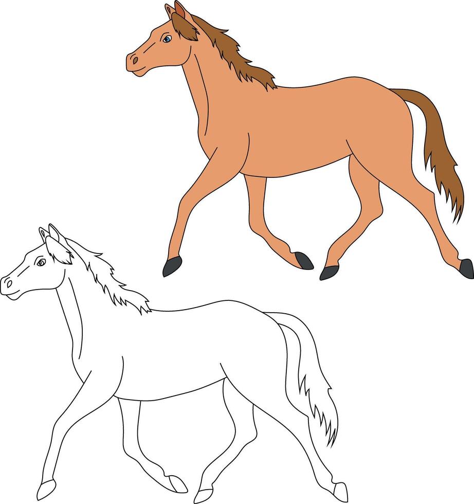 cavallo clipart impostare. cartone animato selvaggio animali clipart impostato per Gli amanti di natura vettore