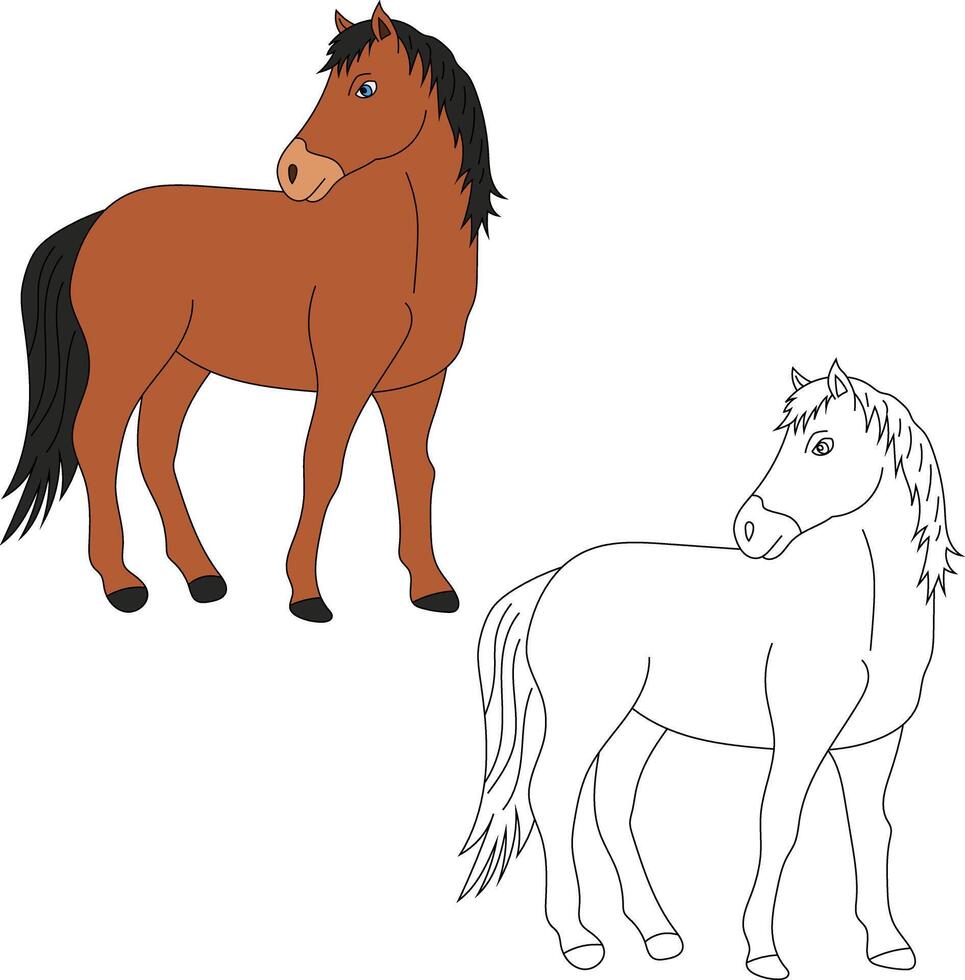 cavallo clipart impostare. cartone animato selvaggio animali clipart impostato per Gli amanti di natura vettore