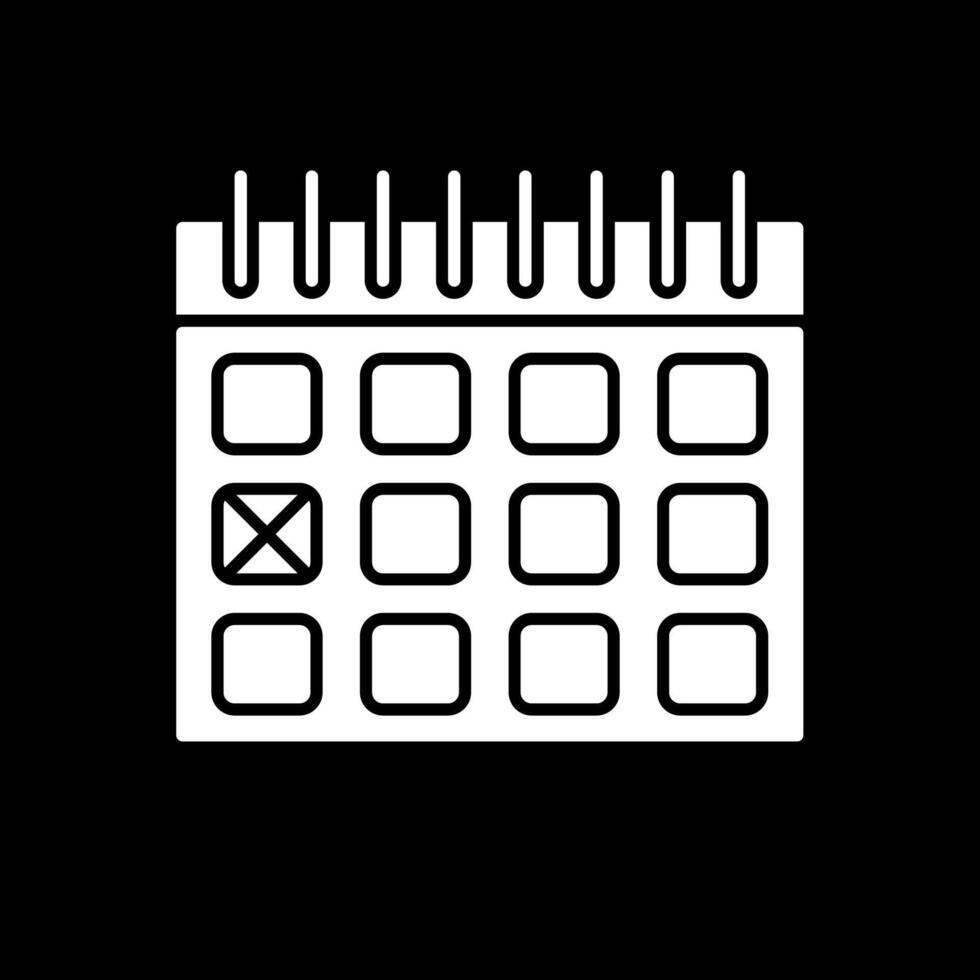 calendario Data glifo rovesciato icona vettore