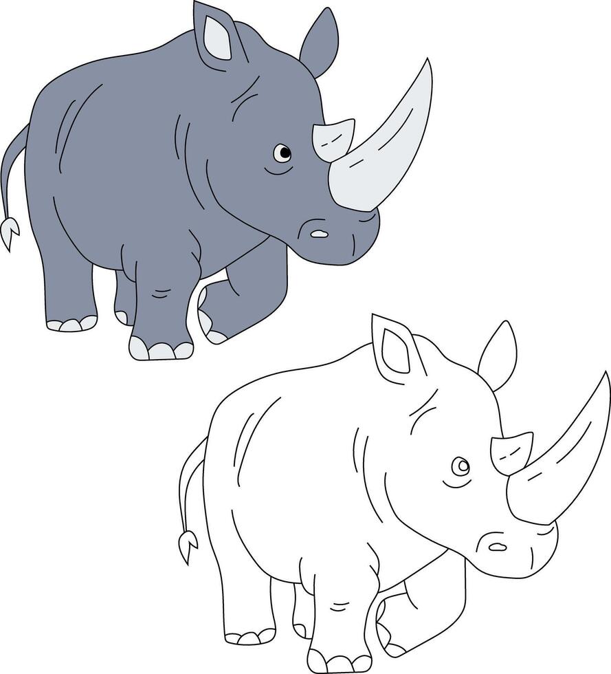 rinoceronte clipart impostare. cartone animato selvaggio animali clipart impostato per Gli amanti di natura vettore
