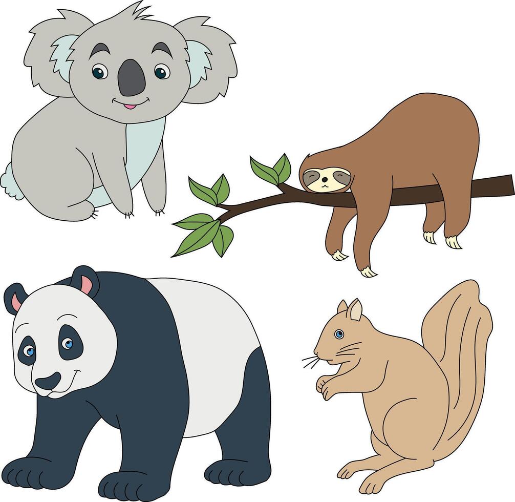 colorato animali clipart impostare. cartone animato selvaggio animali clipart impostato per Gli amanti di natura vettore