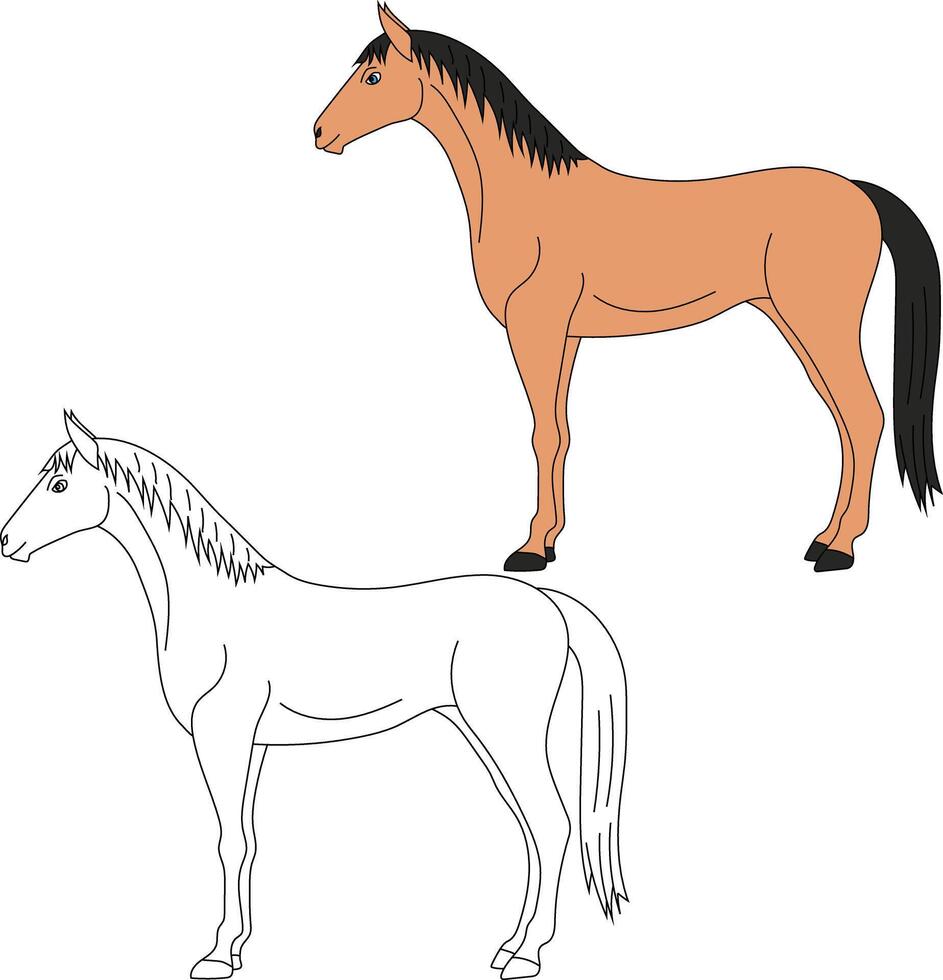 cavallo clipart impostare. cartone animato selvaggio animali clipart impostato per Gli amanti di natura vettore