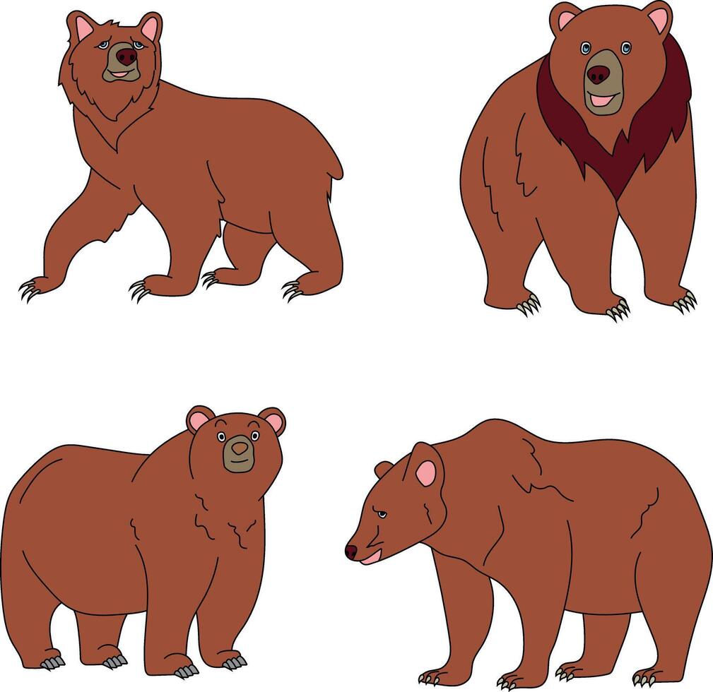 orso clipart impostare. cartone animato selvaggio animali clipart impostato per Gli amanti di natura vettore