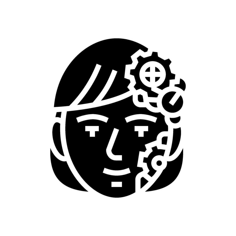 steampunk femmina avatar glifo icona illustrazione vettore