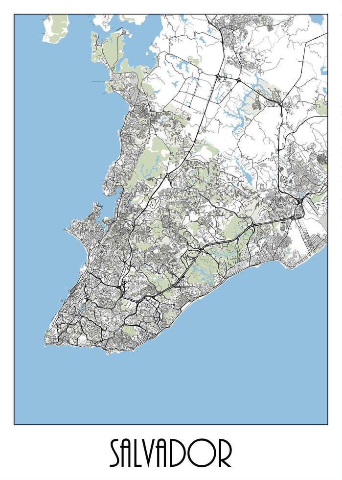 manifesto carta geografica arte di salvatore, stato di baia, brasile vettore