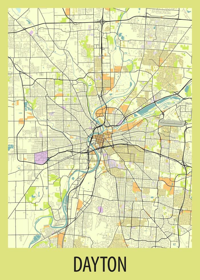 manifesto carta geografica arte di giorno, Ohio, Stati Uniti d'America vettore