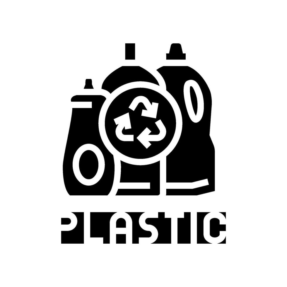 plastica raccolta differenziata glifo icona illustrazione vettore