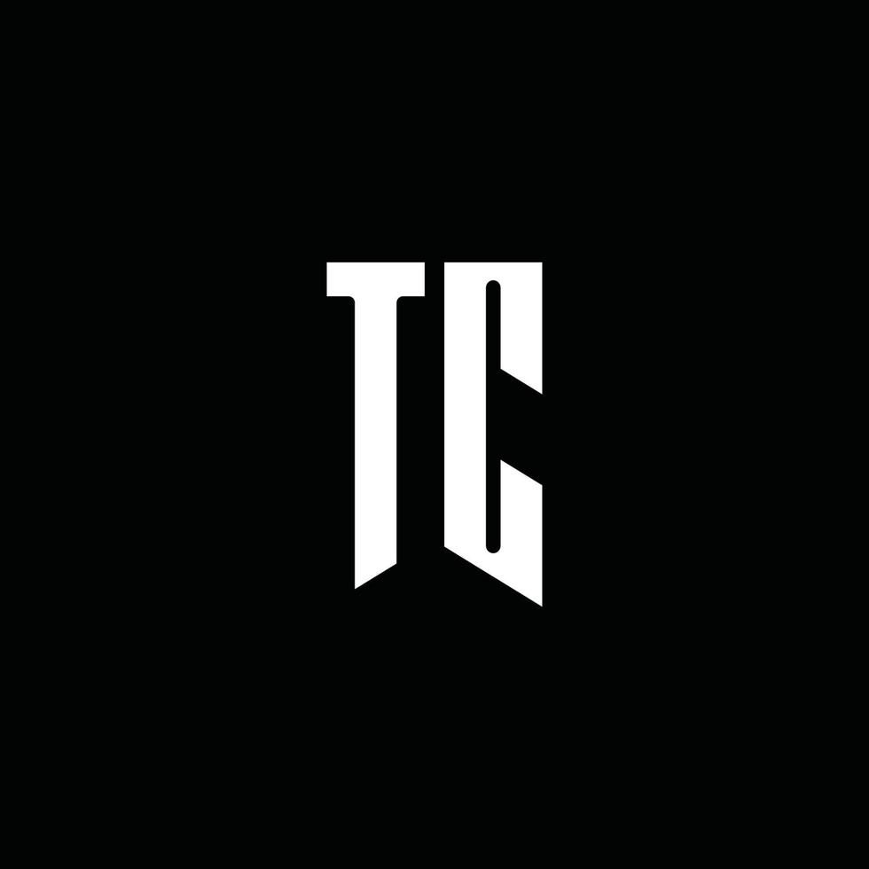 tc logo monogramma con stile emblema isolato su sfondo nero vettore