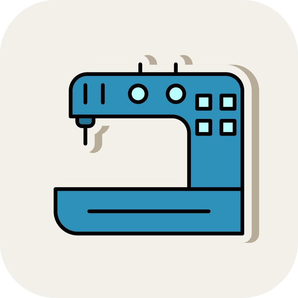 cucire macchina linea pieno bianca ombra icona vettore