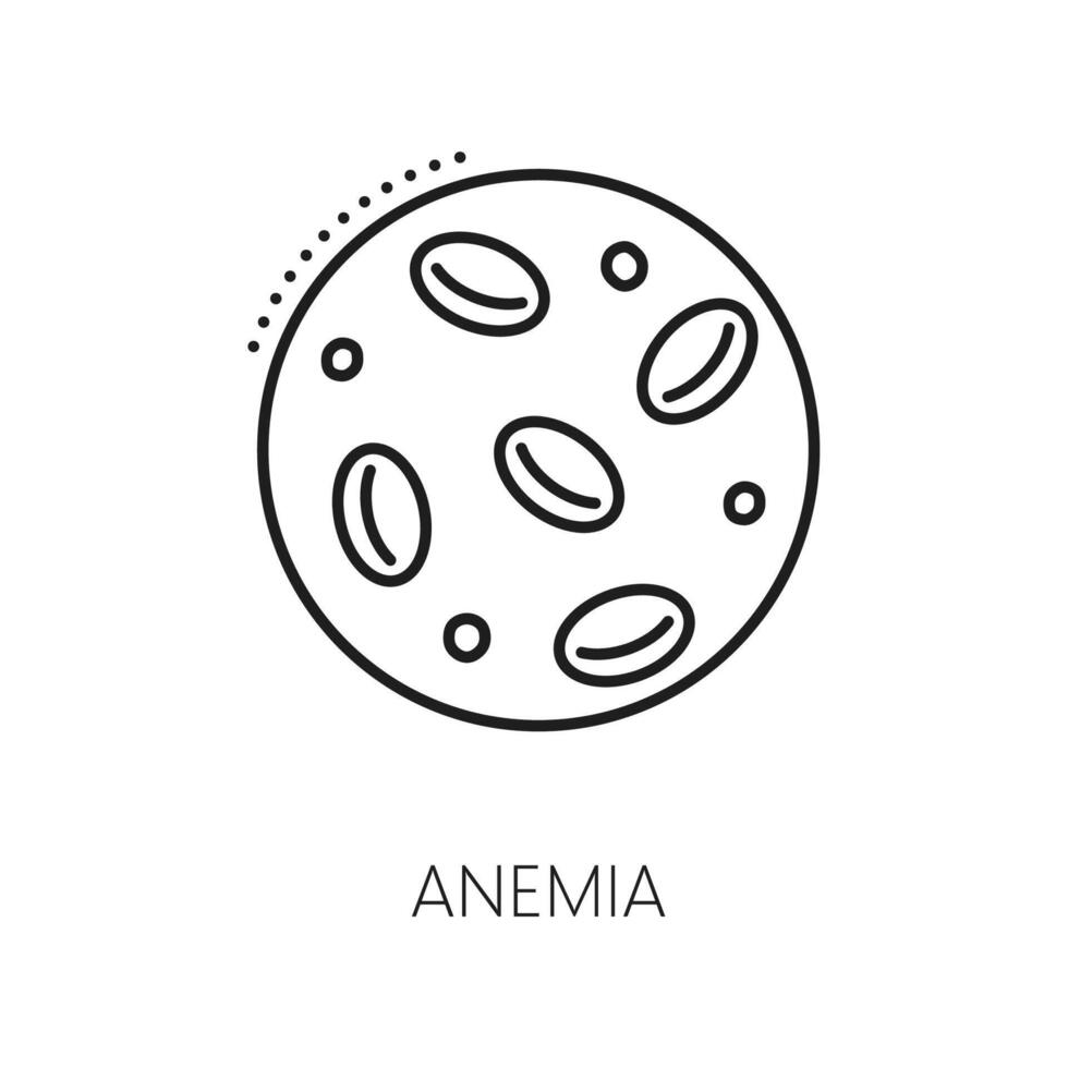 anemia sangue test icona, anemia malattia sintomo vettore