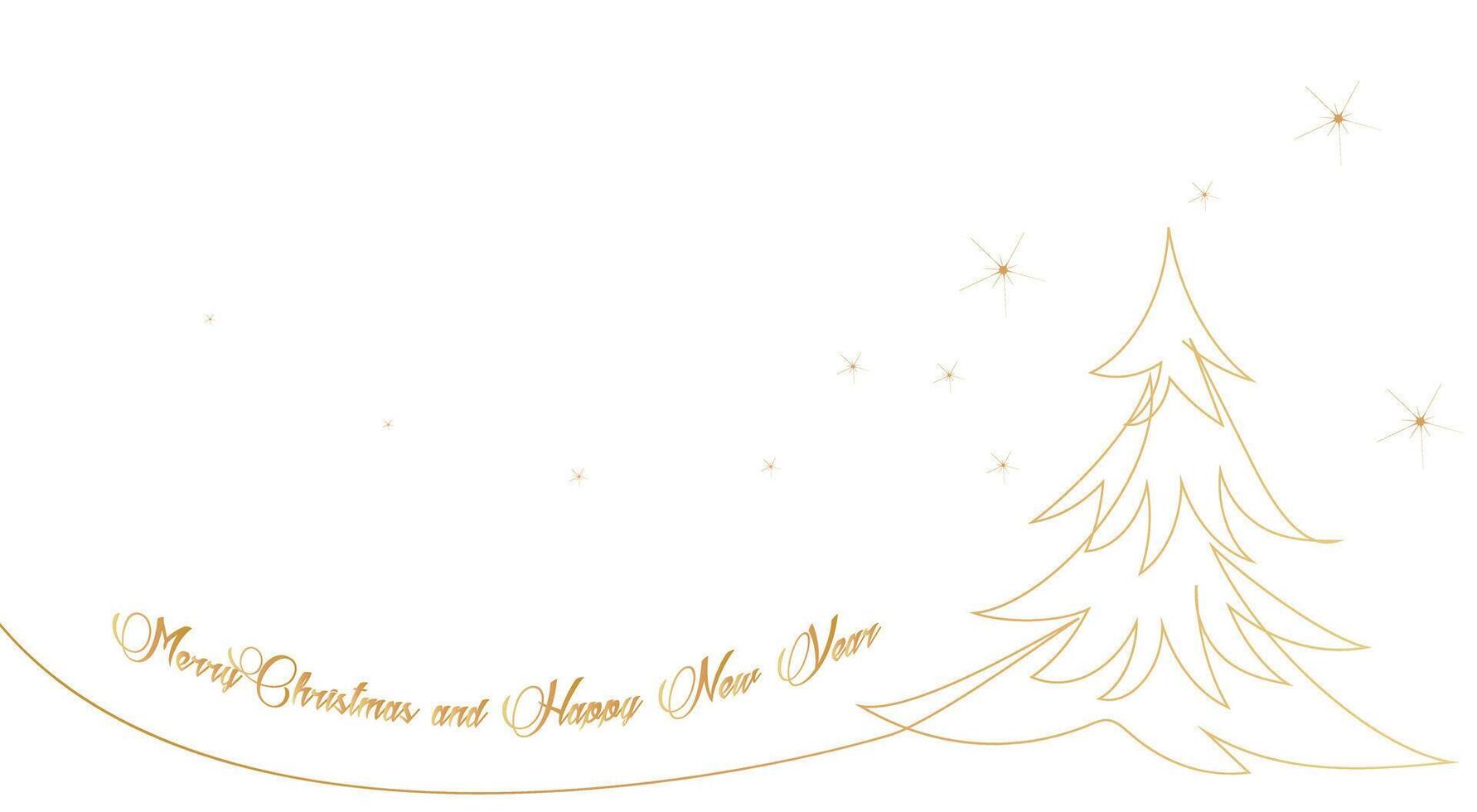 il Natale albero è decorato con stelle e fiocchi di neve. mano disegno nel il stile di uno continuo linea. per Stampa sfondo, vacanza arredamento. vettore