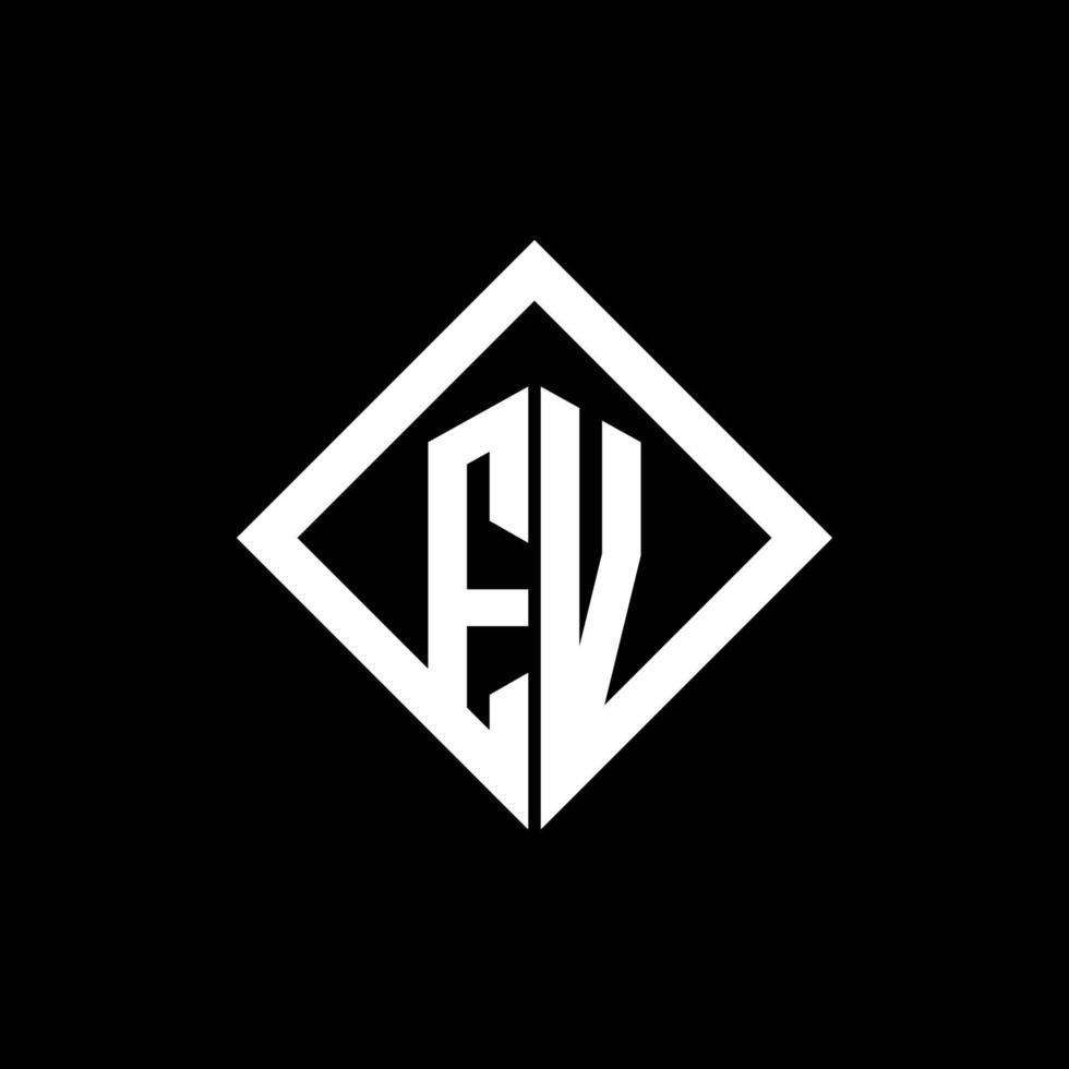 ev logo monogramma con modello di design in stile rotazione quadrata vettore