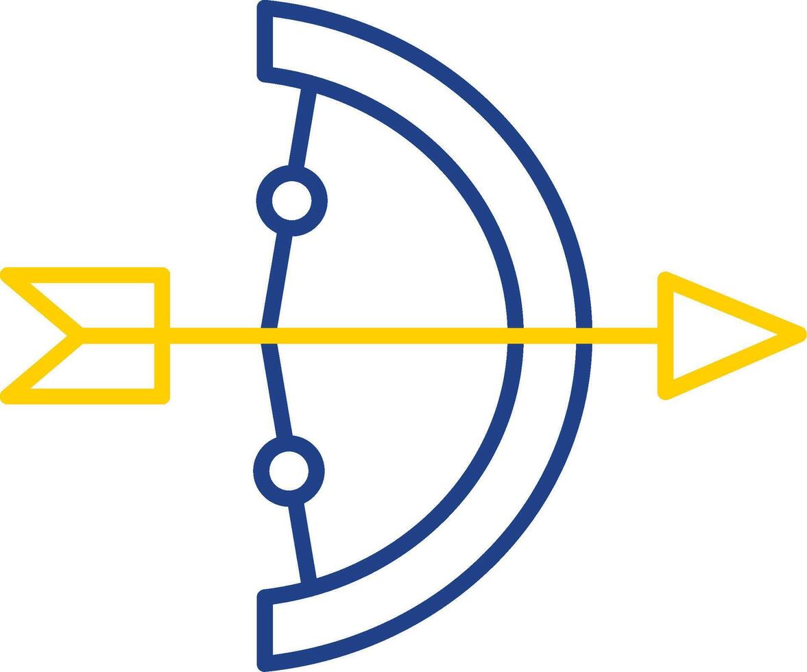 icona a due colori della linea di tiro con l'arco vettore