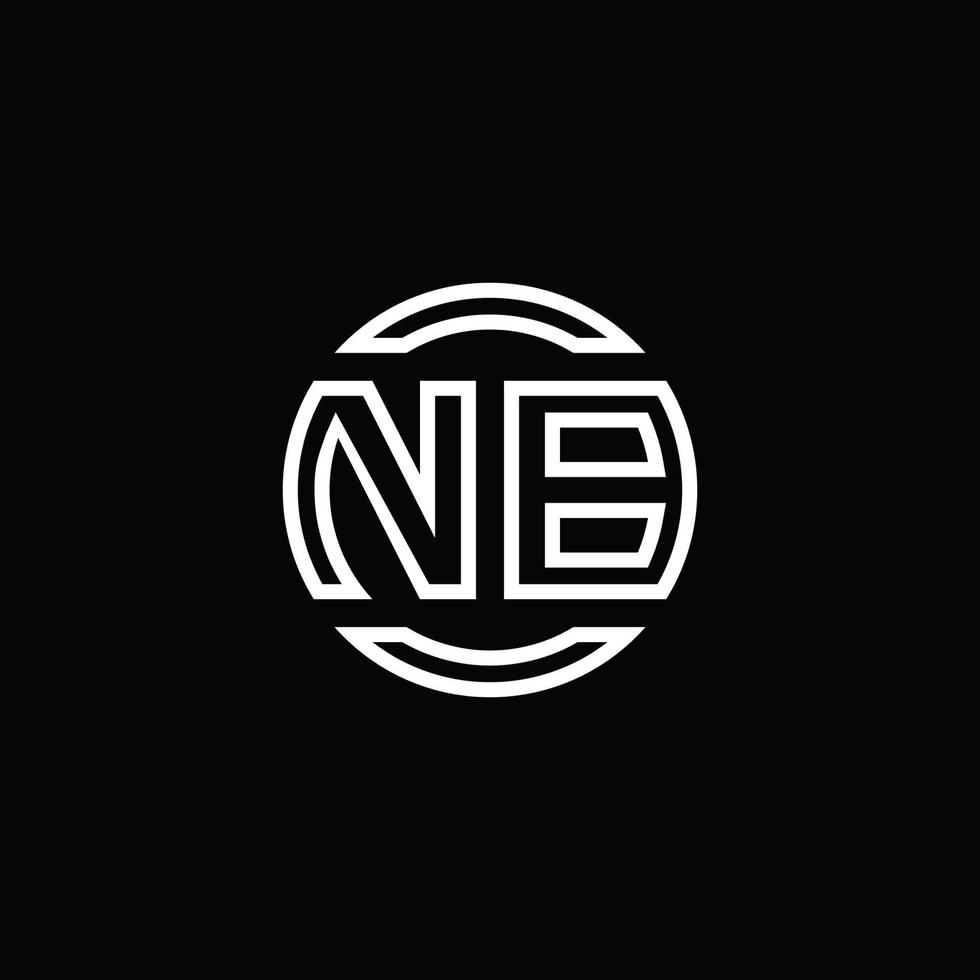 nb logo monogramma con modello di design arrotondato cerchio spazio negativo vettore