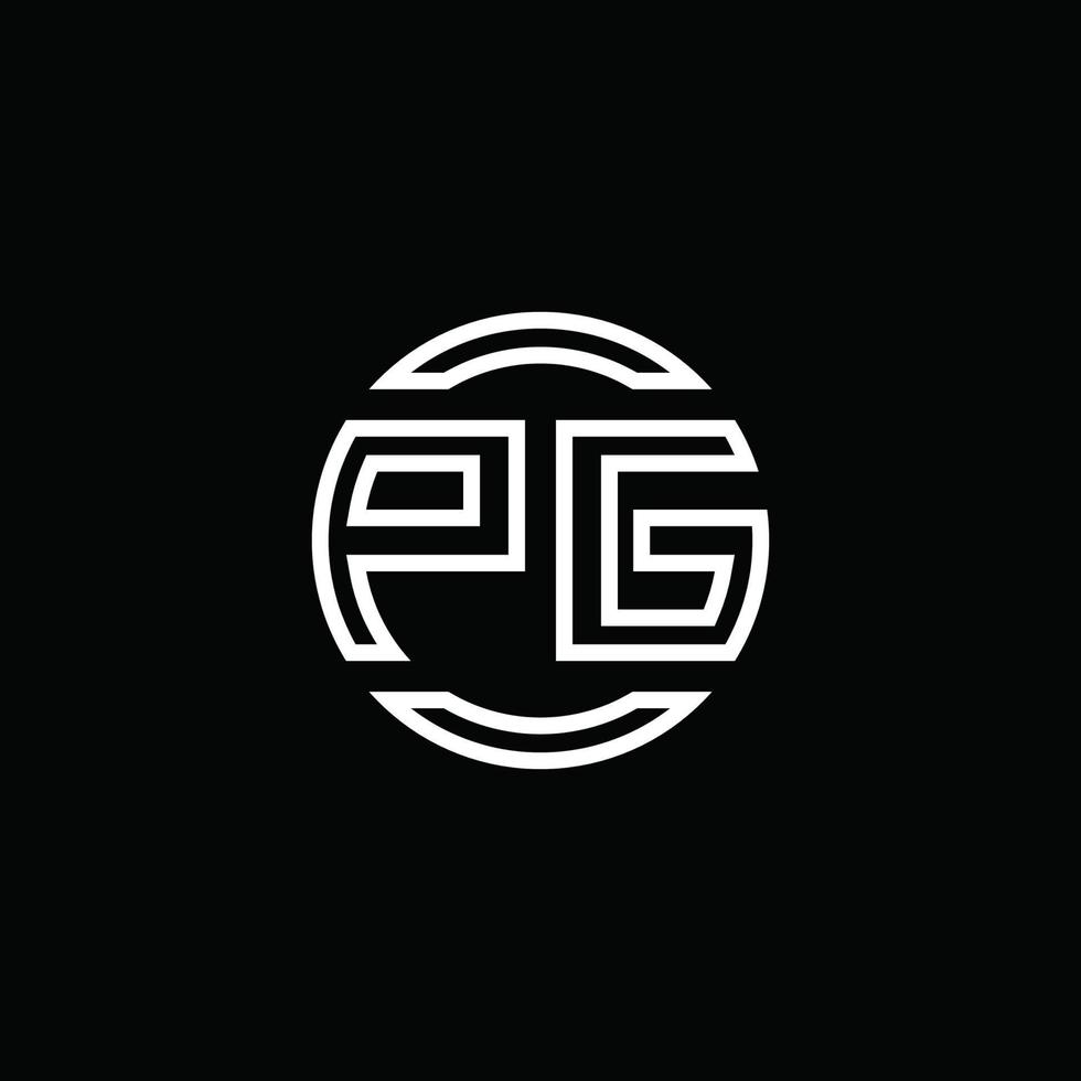 pg logo monogramma con modello di design arrotondato cerchio spazio negativo vettore