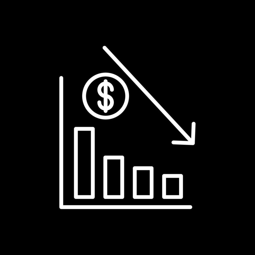 attività commerciale declino linea rovesciato icona vettore