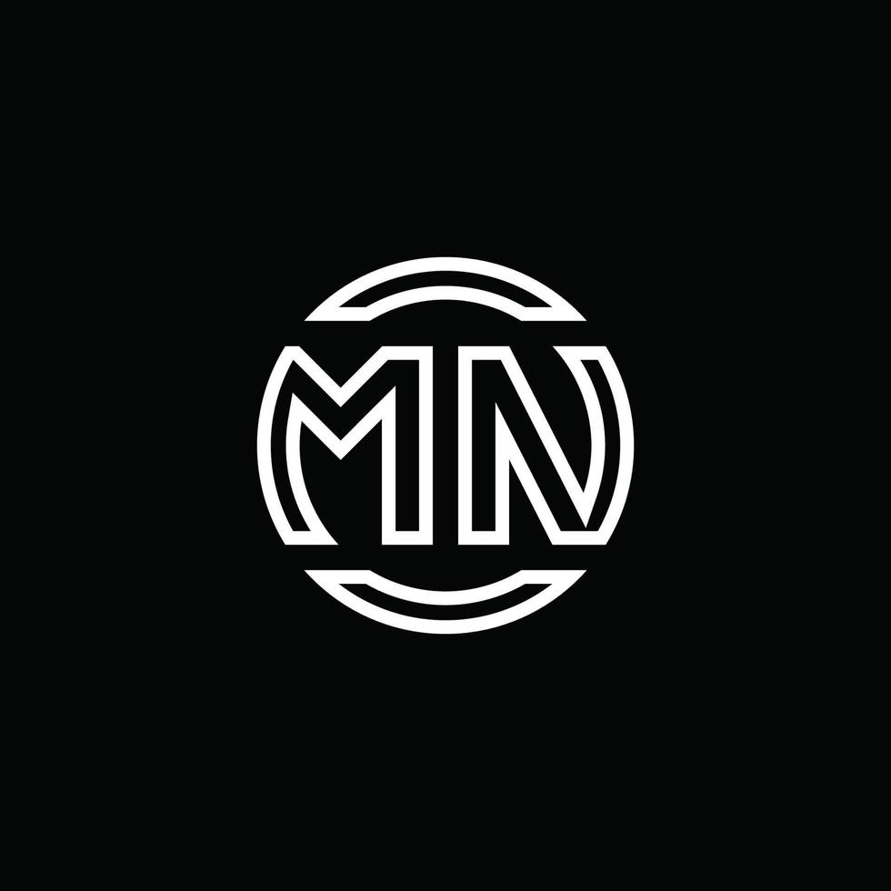 mn logo monogramma con modello di design arrotondato cerchio spazio negativo vettore