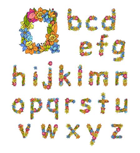 Fiori piccole lettere colorate vettore