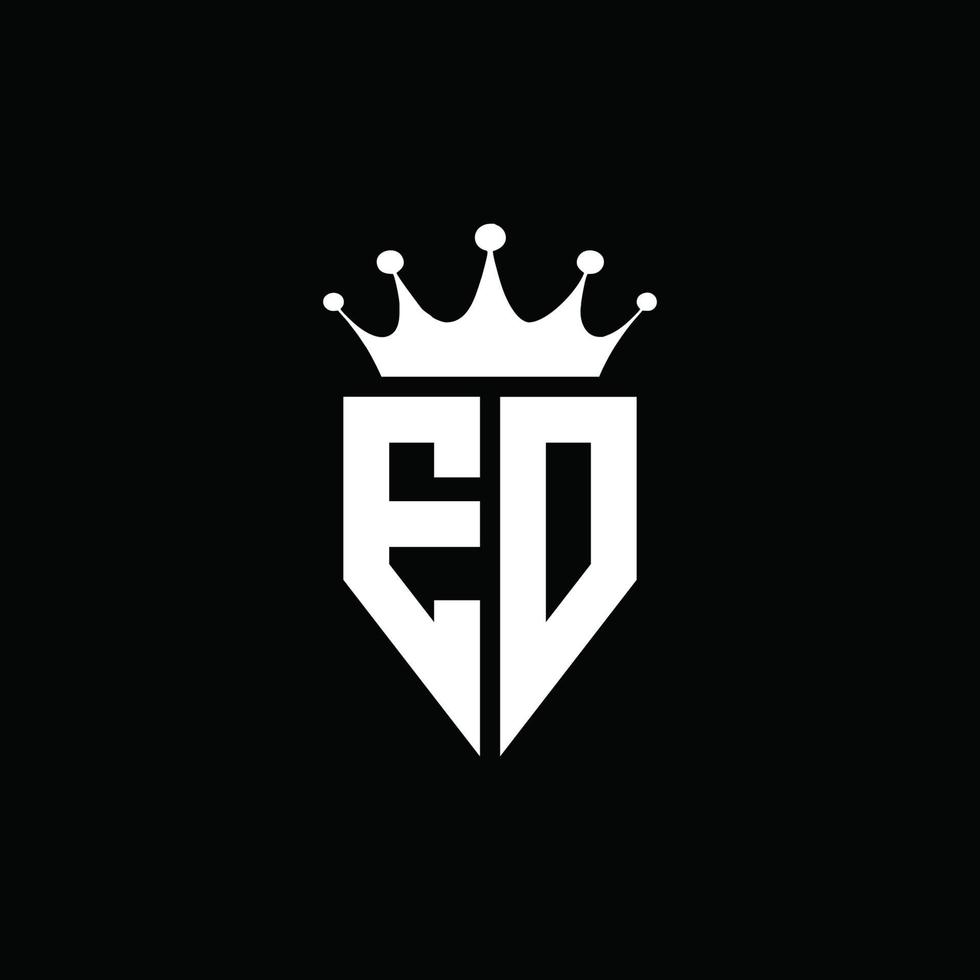 ed logo monogramma stile emblema con modello di design a forma di corona vettore