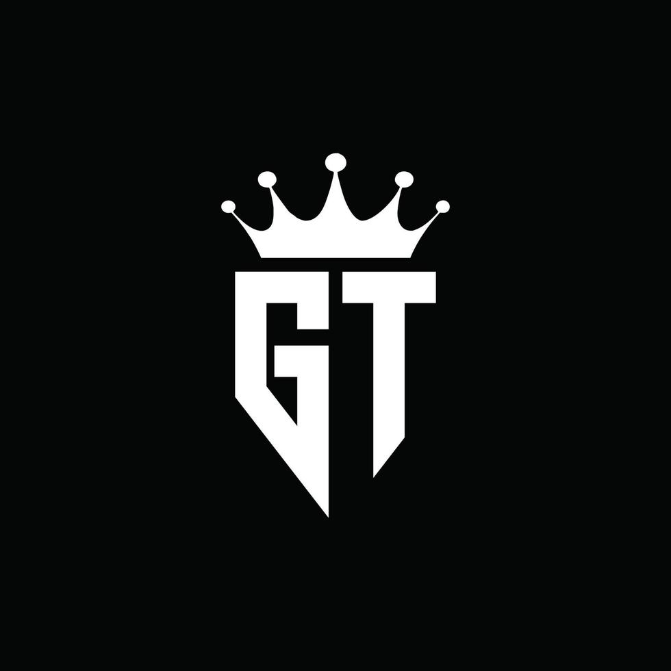 gt logo monogramma stile emblema con modello di design a forma di corona vettore