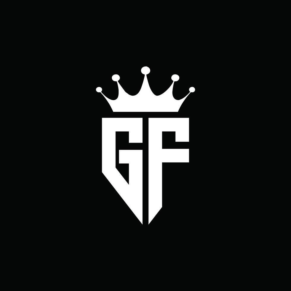 gf logo monogramma stile emblema con modello di design a forma di corona vettore