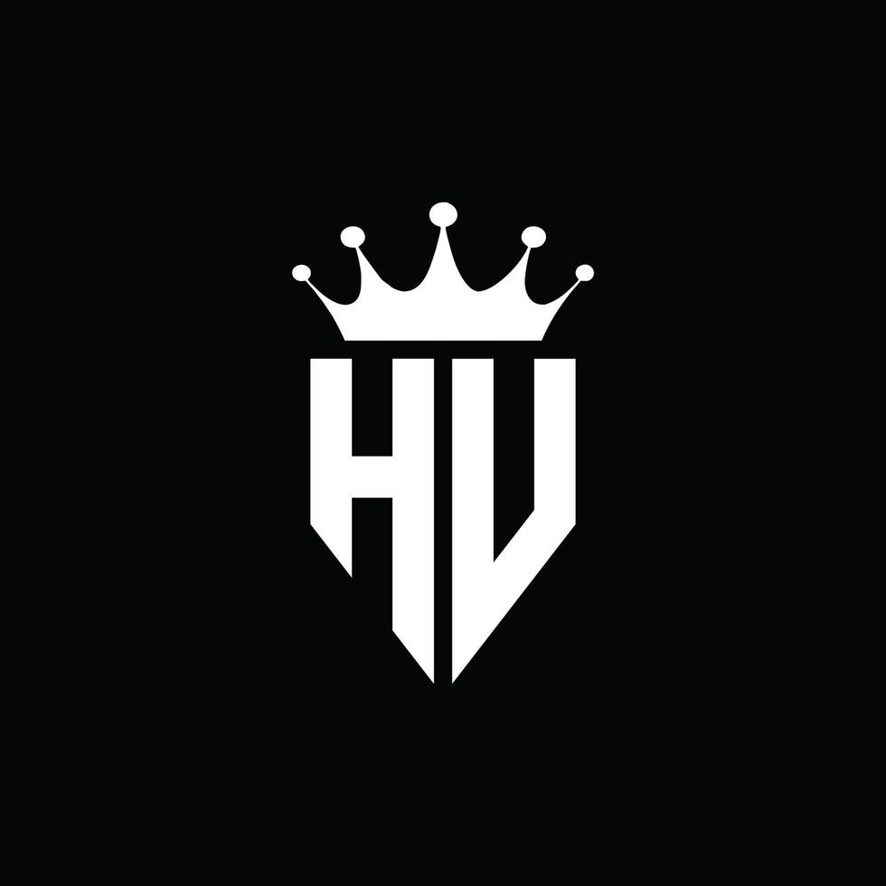 logo hv monogramma stile emblema con modello di design a forma di corona vettore