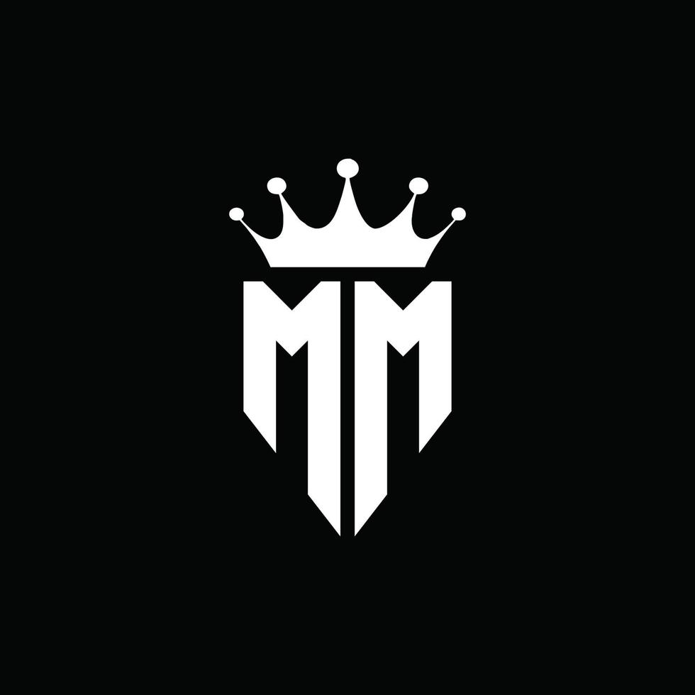 mm logo monogramma stile emblema con modello di design a forma di corona vettore