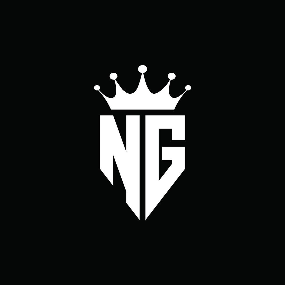 ng logo monogramma stile emblema con modello di design a forma di corona vettore