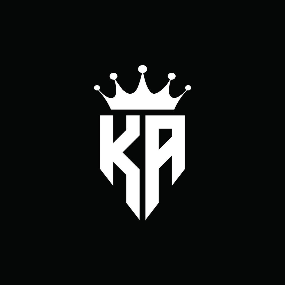 ka logo monogramma stile emblema con modello di design a forma di corona vettore