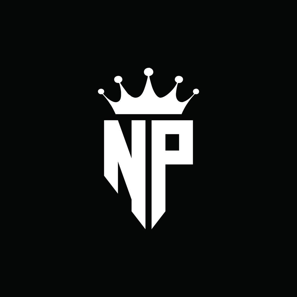 np logo monogramma stile emblema con modello di design a forma di corona vettore