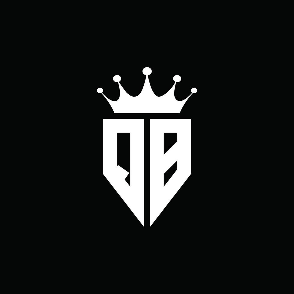 qb logo monogramma stile emblema con modello di design a forma di corona vettore