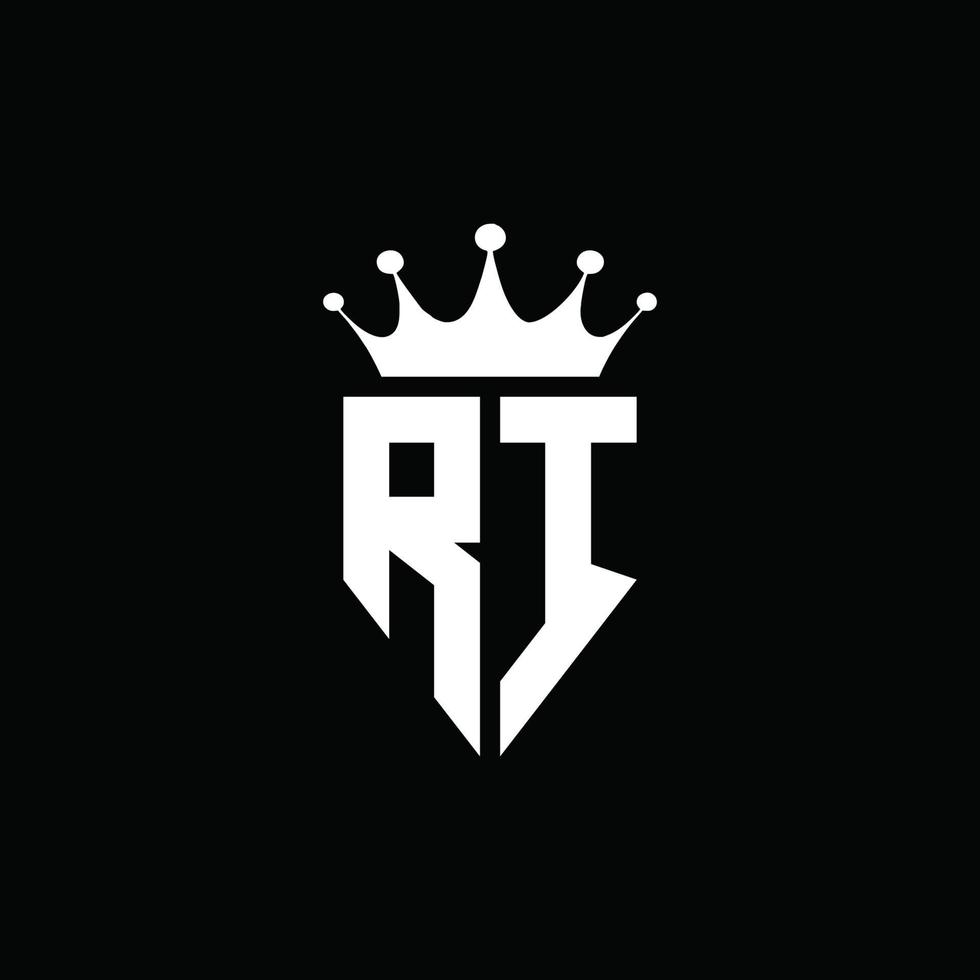 ri logo monogramma stile emblema con modello di design a forma di corona vettore