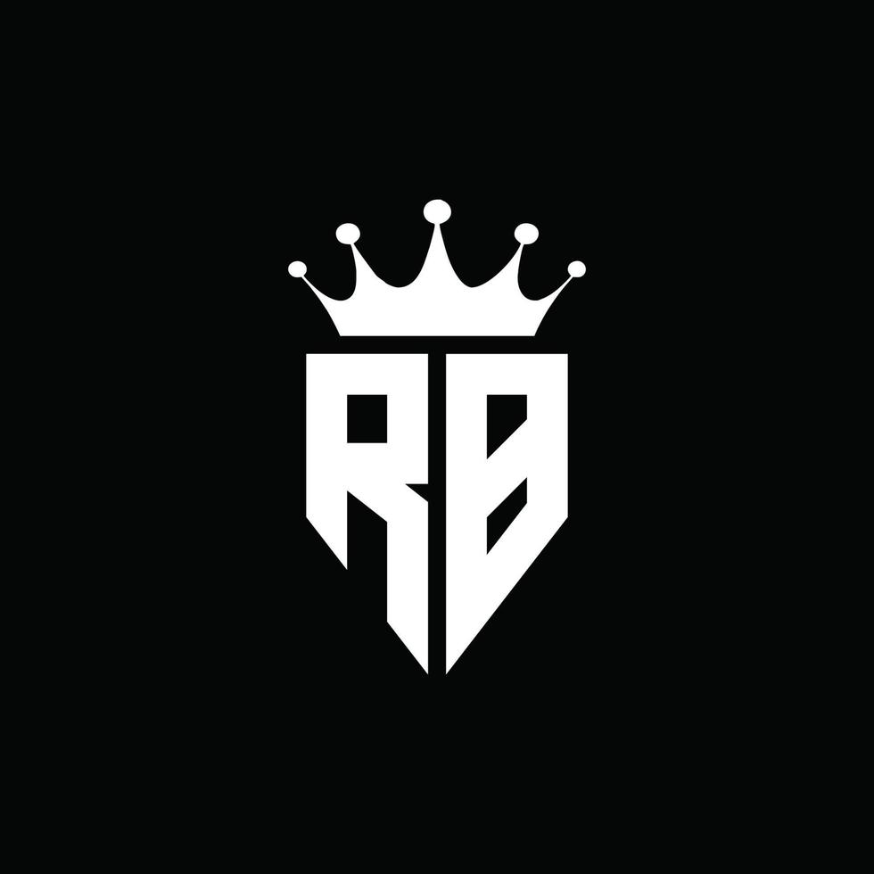 rb logo monogramma stile emblema con modello di design a forma di corona vettore