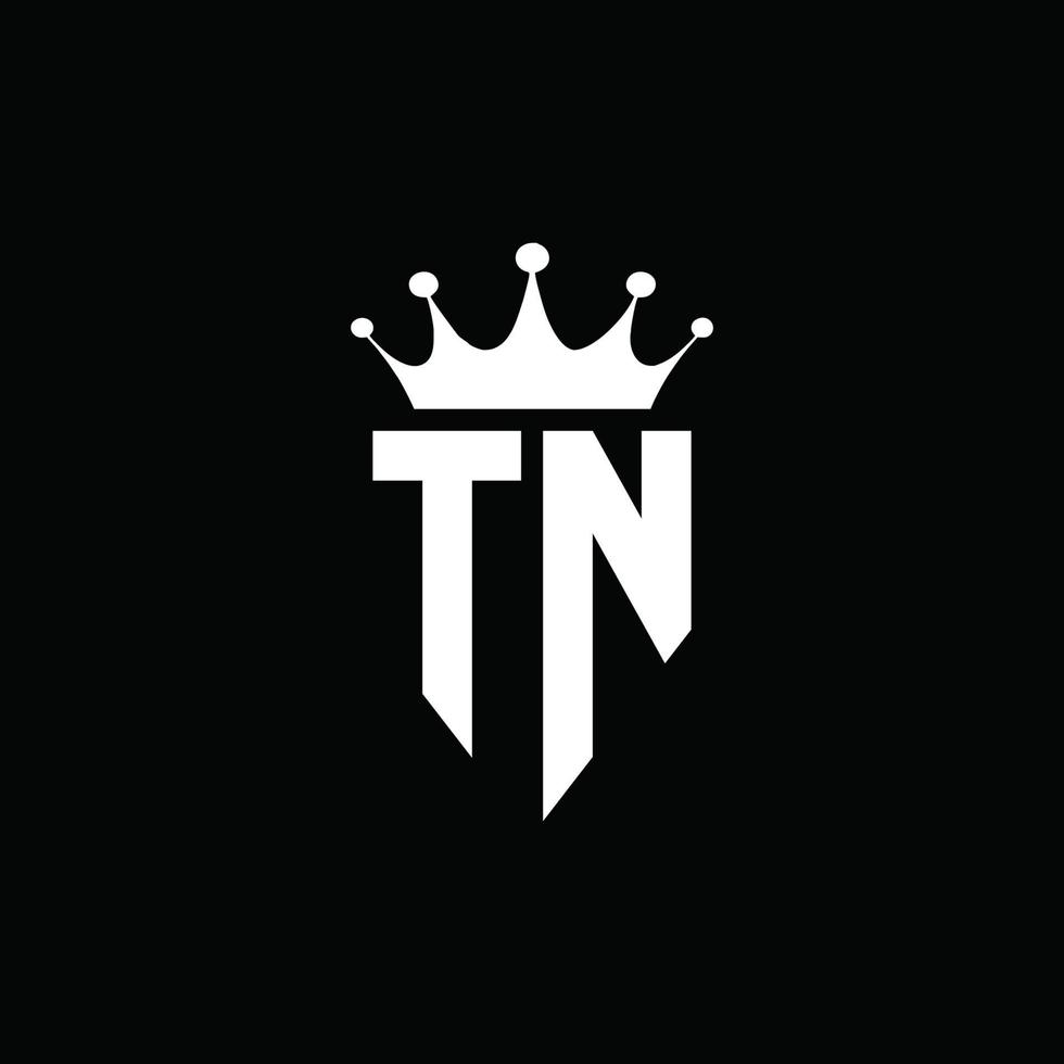 tn logo monogramma stile emblema con modello di design a forma di corona vettore