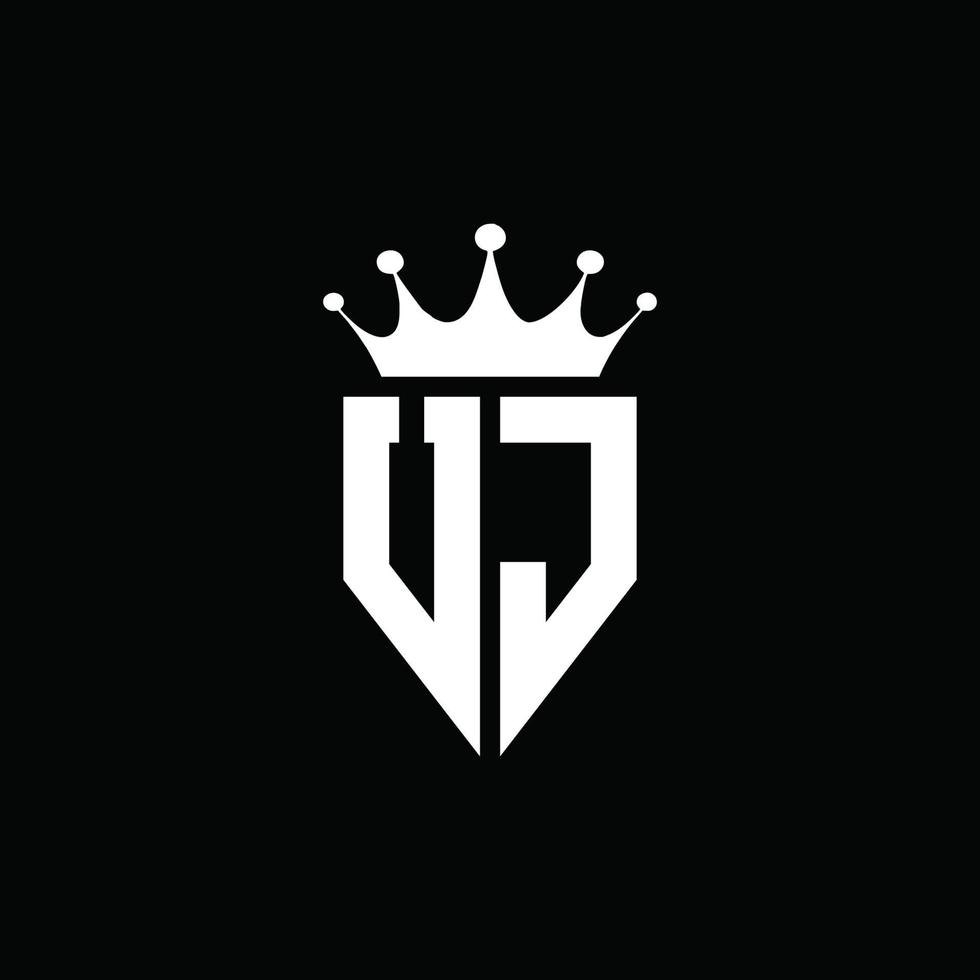 uj logo monogramma stile emblema con modello di design a forma di corona vettore