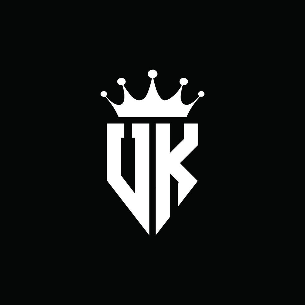 uk logo monogramma stile emblema con modello di design a forma di corona vettore