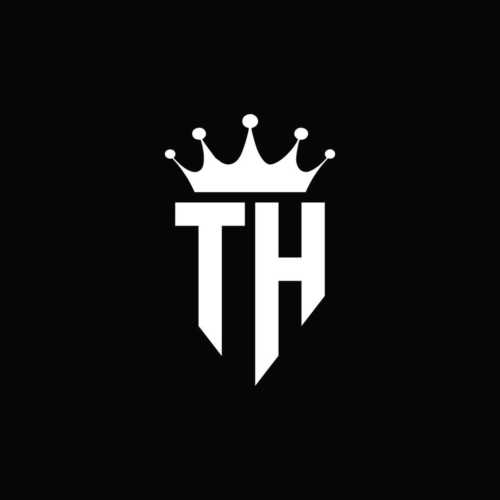 th logo monogramma stile emblema con modello di design a forma di corona vettore