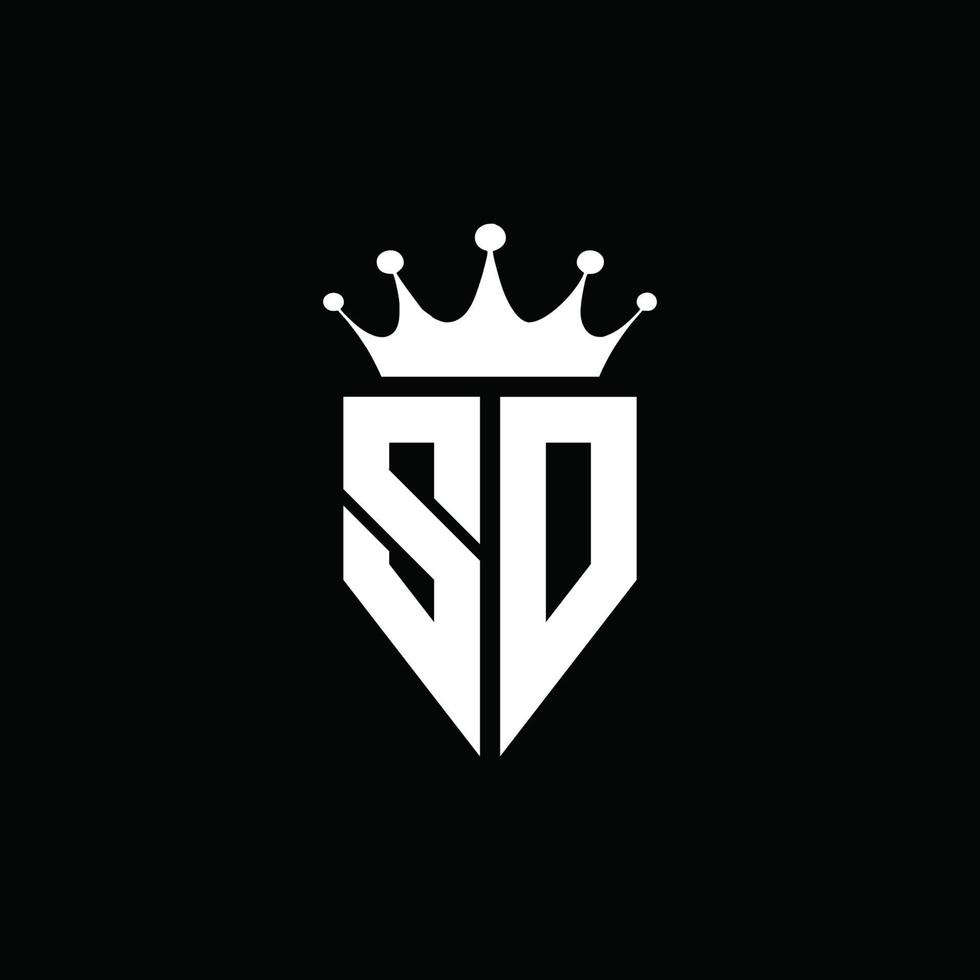 sd logo monogramma stile emblema con modello di design a forma di corona vettore