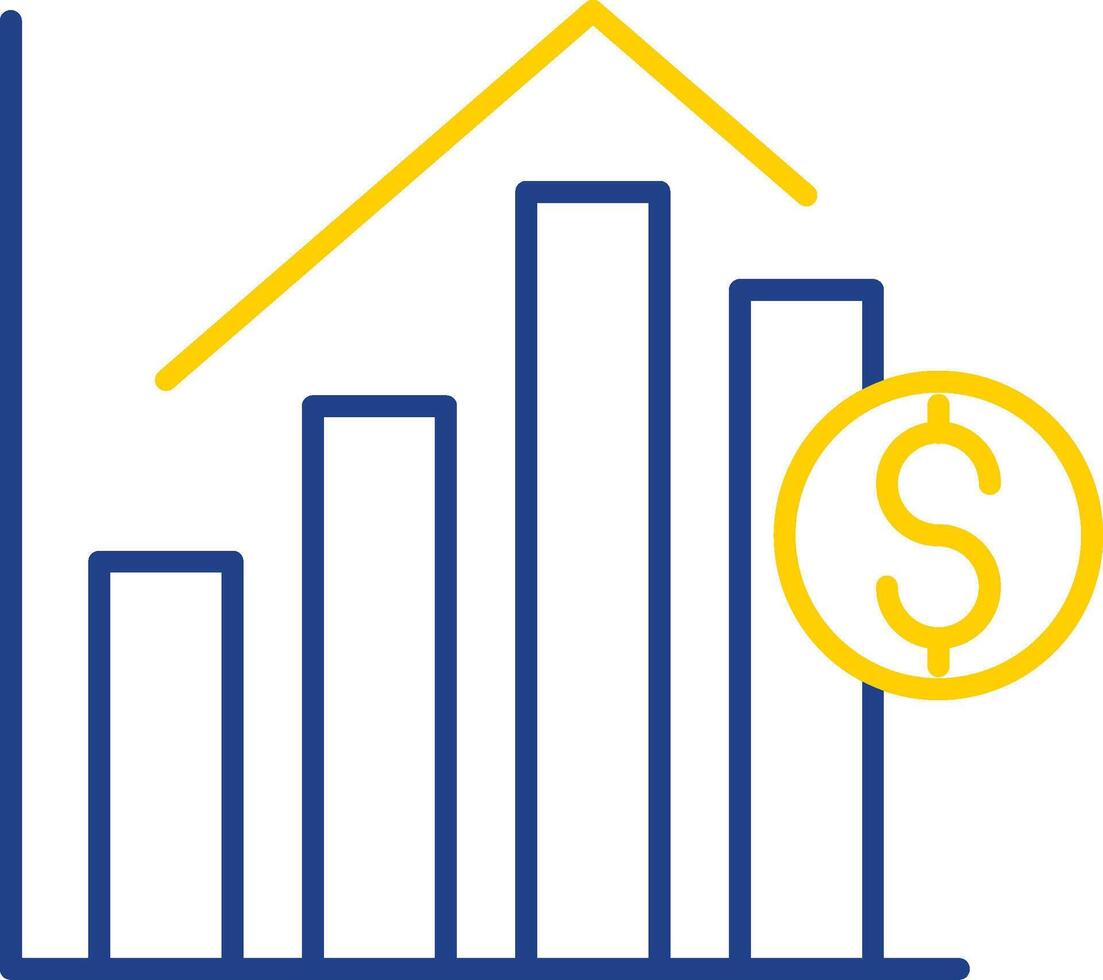 icona a due colori della linea del grafico a barre vettore