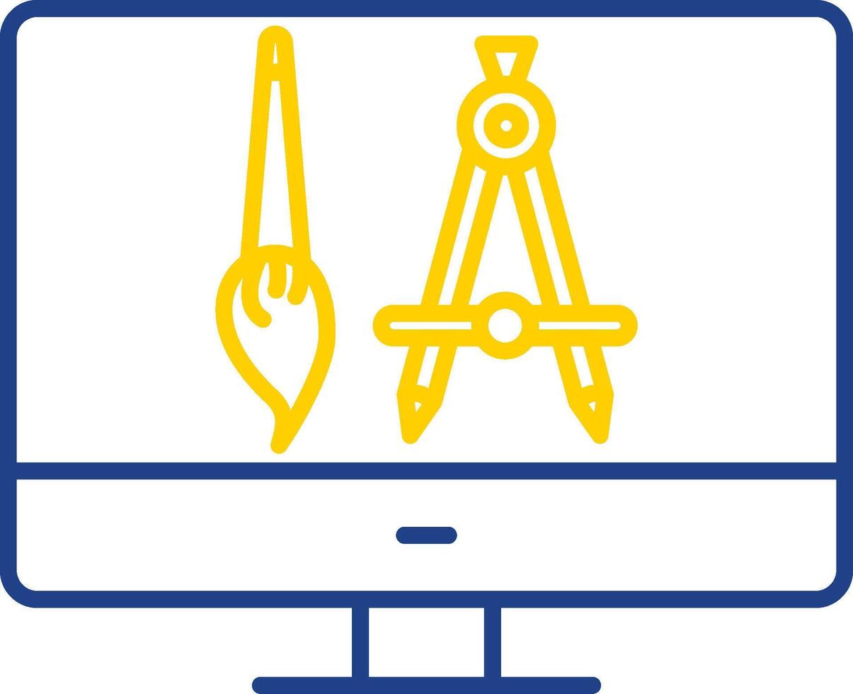 icona a due colori della linea della bussola vettore