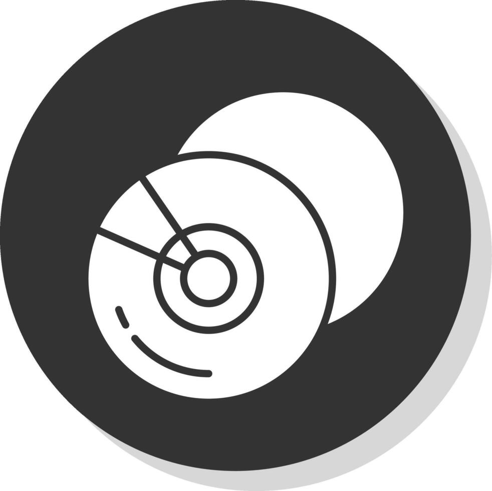 compatto disco glifo grigio cerchio icona vettore