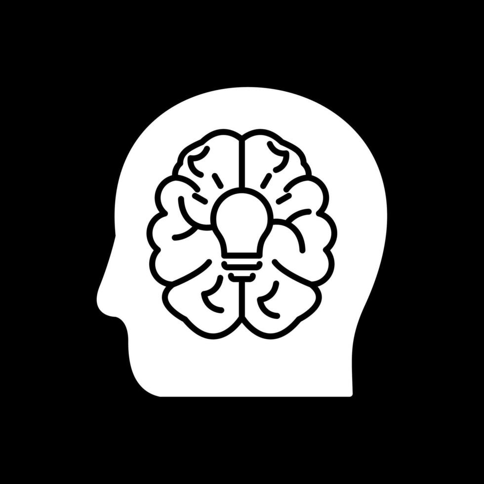 icona del glifo cerebrale invertito vettore