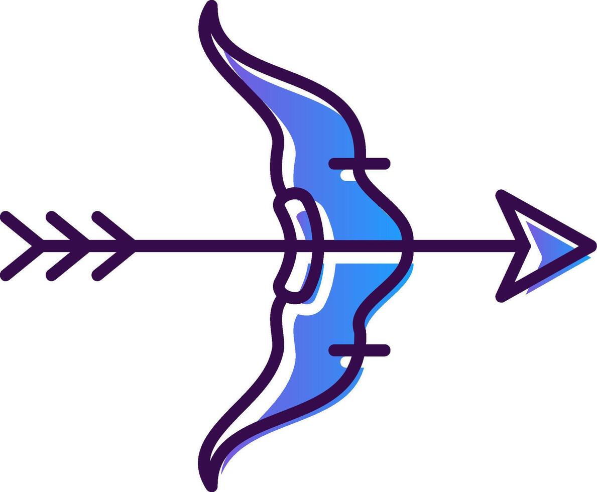 arco e freccia pendenza pieno icona vettore