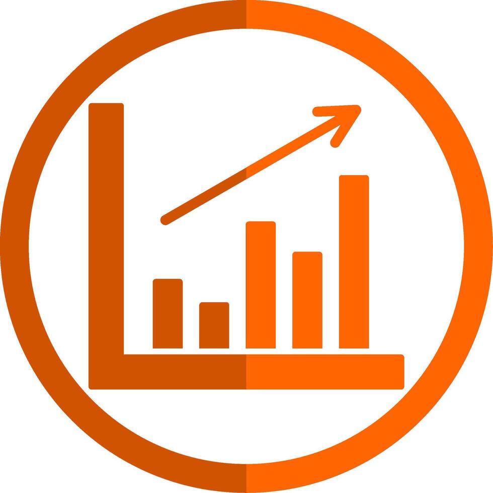 bar grafico glifo arancia cerchio icona vettore