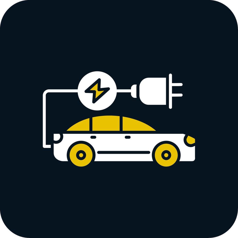 icona a due colori del glifo dell'auto elettrica vettore