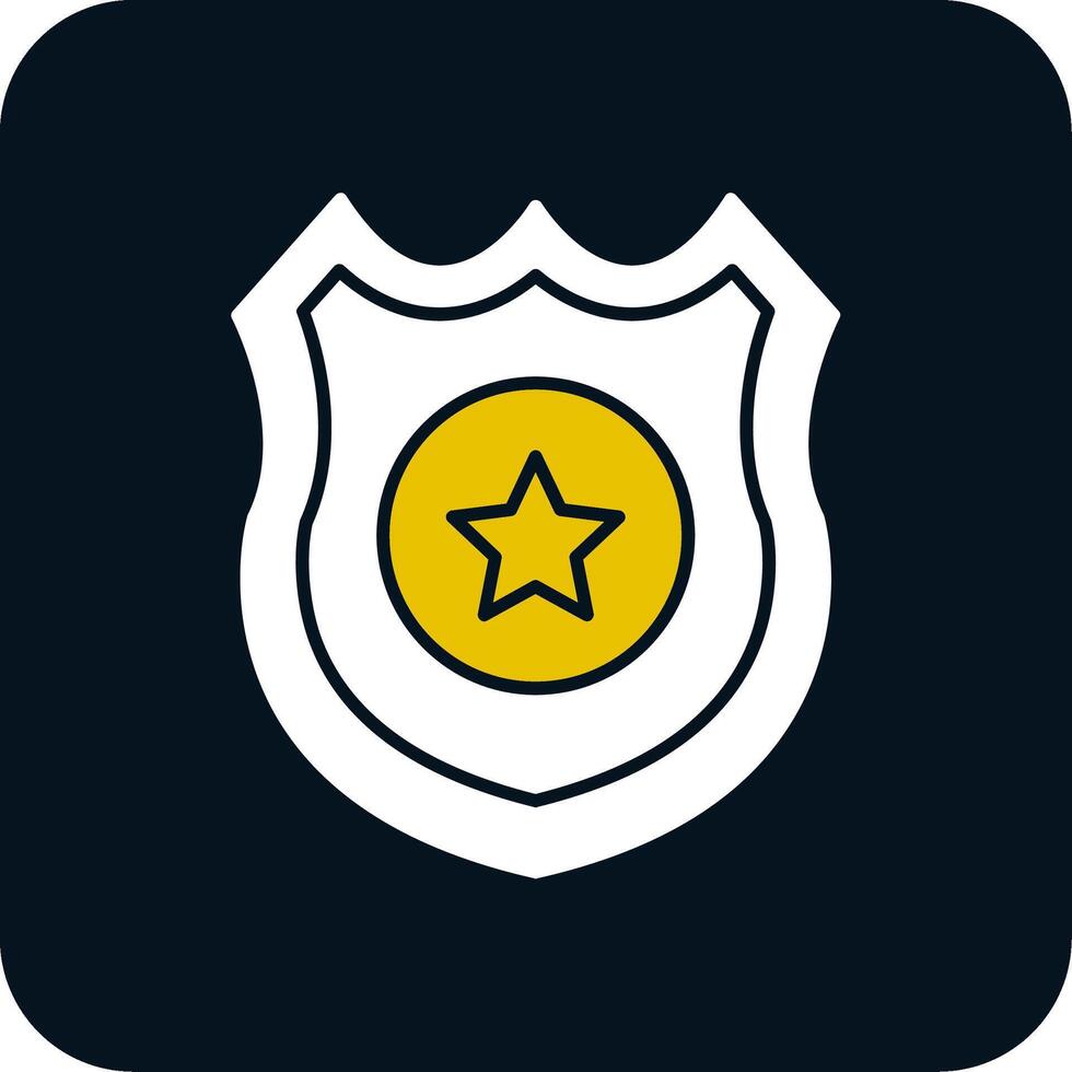 icona a due colori del glifo con distintivo della polizia vettore