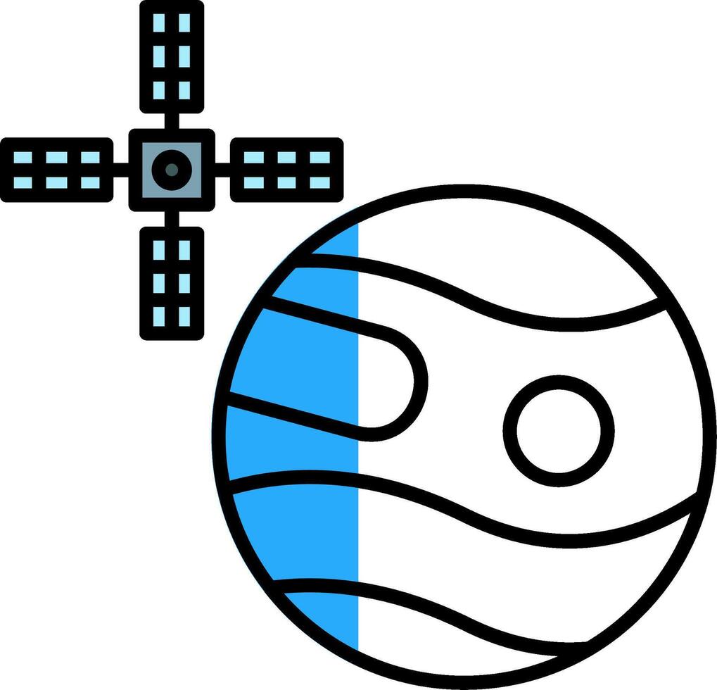 Urano con satellitare pieno metà tagliare icona vettore